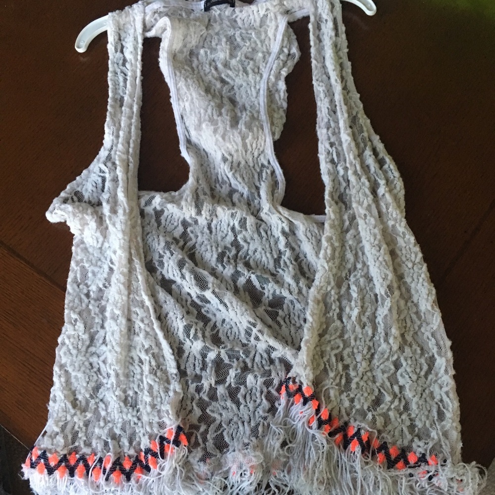 Lace fringe beach cardigan